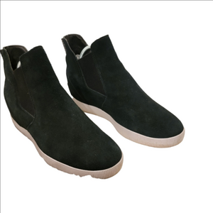 Sorel Dark Green Suede Wedge Slip-On Booties